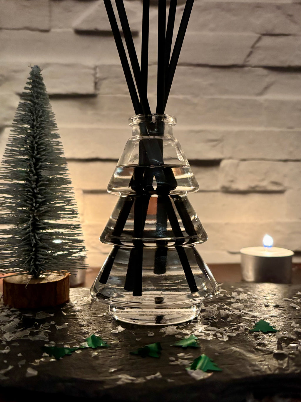 Christmas Tree Design Clear Glass Reed Diffuser - 100ml