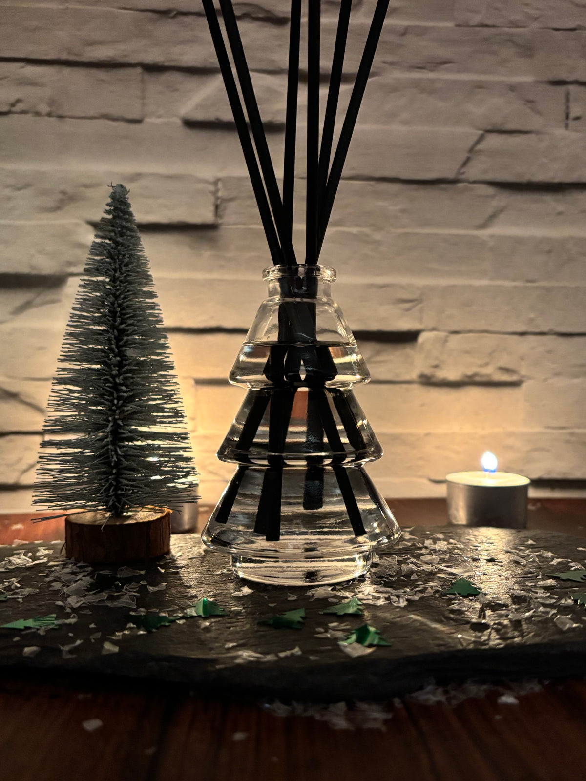 Christmas Tree Design Clear Glass Reed Diffuser - 100ml
