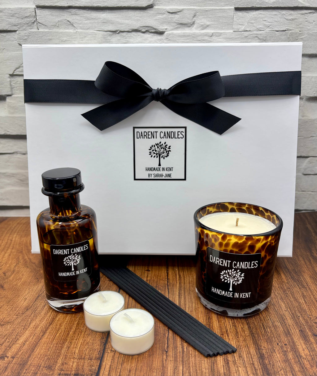 Amber Leopard Luxury Reed Diffuser & Candle Gift Box